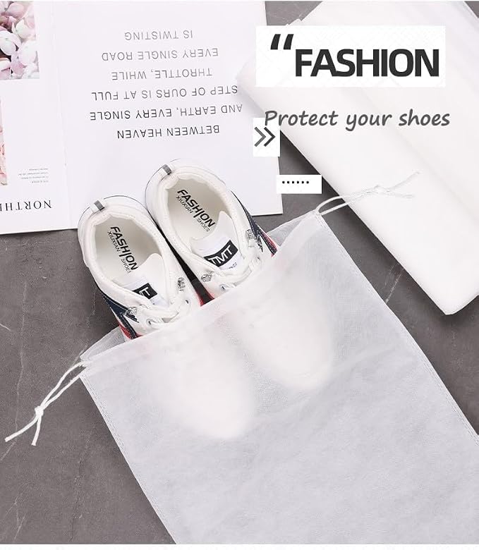 30 eco-friendly travel shoe bag storage bags, non-woven breathable dust-proof bag with rope, suitable for storing shoes and bags, isolate dust and keep shoes and bags clean and tidy. (9.8inX13.77in)