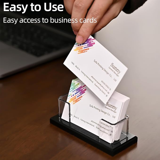 PecMuikee Business Card Holder for Desk，Acrylic Business Card Display Stand,Multiple Business Card Holders for Office, Exhibition, Home, Restaurant 1Slot 2 Pcs