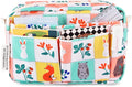 E-WEICHEN Multiple Pockets Portfolio Organizer with Zippered, Makeup Bag Travel Essentials for Women, Simple Waterproof Stationery Pencil Pouch Bag for Journal Office Art Supplies.Grid Cloth