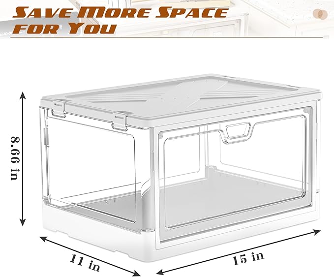 Clear Storage Bins with Lids 3 Packs - 24Qt Stackable Storage Bins, Acrylic Organizers, Plastic Multifunctional Folding Storage Bins, Plastic Stackable Storage Box for Bedroom, Living Room