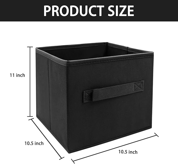 EBIGIC storage bins collapsible storage bins，cube storage organizer （Pack of 3） 10.5 * 10.5 * 11inch，For home and office Collapsible Closet Shelf Organizers, Drawer Organizers(Black)
