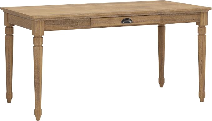 Polibi 60" Farmhouse Writing Desk with Drawer Keyboard Tray (Seadrift) | Turned Legs, Quick Assembly, Pre-Assembled Top, For Home Offices, Writing, Computer Workstations.