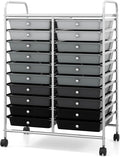 COSTWAY 20-Drawer Rolling Storage Cart, Utility Storage Organizer Cart | For Tools, Scrapbook, Paper, Craft, Multipurpose Storage Trolley on Wheels for Home Office School (Mixed Black)