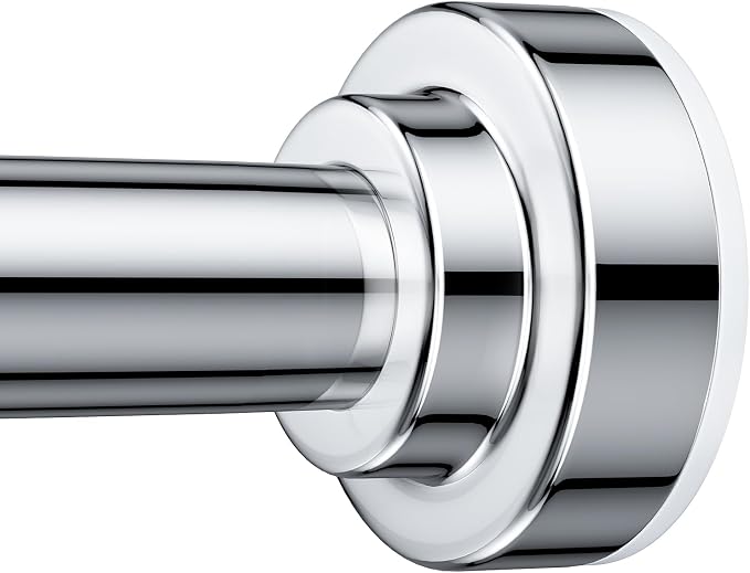 TEECK Shower Curtain Rod, 32-104 inch Adjustable Spring Tension Curtain Rod, Never Rust Anti-Slip Shower Curtain Rod for Bathroom, No Drilling, Never Collapse, Easy to Use, Silver