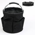 17L Foldable Cleaning Caddy with Handle, Cleaning Supplies Organizer Storage Basket with 6 Side Pockets, Portable Multi Cleaning Bucket Bag for Home Garden Bathroom Camping (Black)