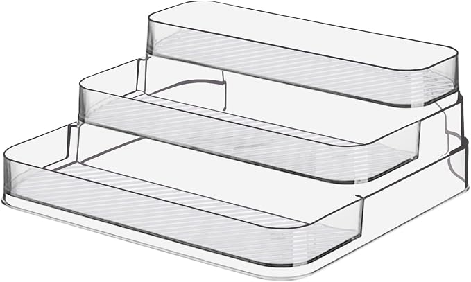 Acrylic Spice Rack, No Assembly Clear 3 Tier Condiment Bottle Shelf Vanity Organizer for Cabinet Kitchen Bathroom (1pcs)