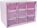 Small Drawer Organizer for Desk, 7.1" x 3.8" x 4.6" Mini Desktop Drawer Organizer with 9 Clear Drawers, Compact Craft & Office Supplies Organizer for Home School (Purple)