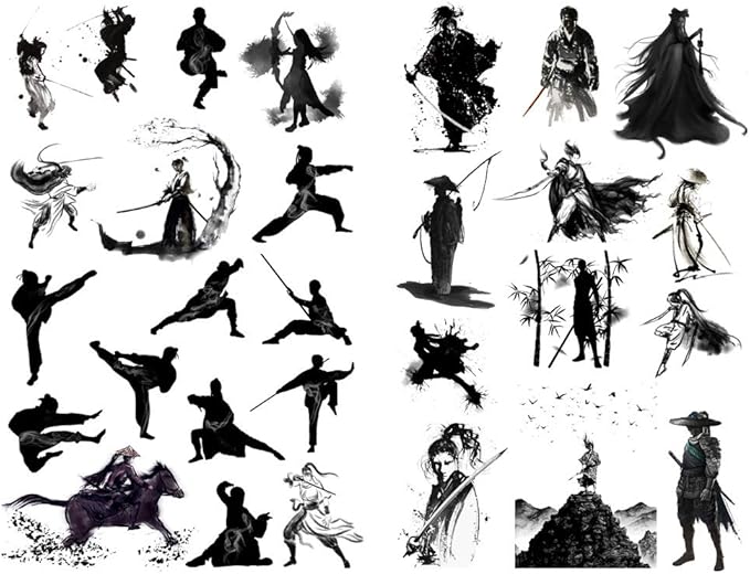 Seasonstorm Black Chinese Warriors Aesthetic Diary Travel Journal Paper Stickers Scrapbooking Stationery