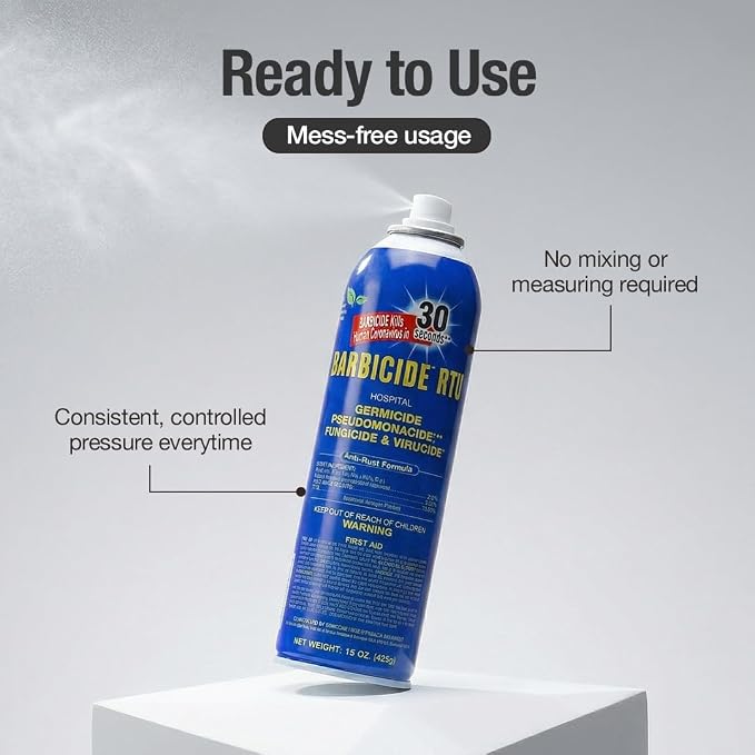BARBICIDE RTU (Ready-to-Use) Professional Surface Spray, Hospital Grade Cleaner for Salons, Barbershops & Spas, EPA Registered Non-Aerosol Mist for Non-Porous Surfaces, 15 Oz, 2 Pack