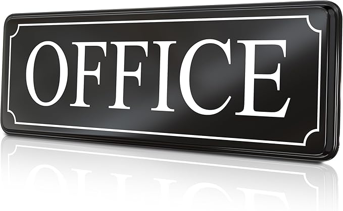The Office Door Sign for Your Home and Business with Bigger Letters - Bright Acrylic Self-Adhesive Sign 9×3 in with Double Sided 3M Tape - Quick and Easy Installation Without Any Tools