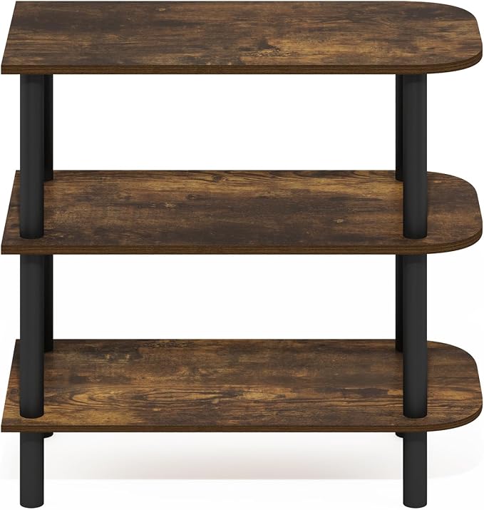 Furinno Turn-N-Tube 3-Tier Toolless Narrow Shoe Rack, Amber Pine | 11.7 x 23.6 x 21.9, Small Shoes Organizer, Shoe Rack Storage with Curved Organizer, for Closet Entryway, Office, Garage