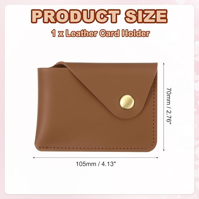 PATIKIL Slim Leather Card Holder with Snap Closure, Leather Front Pocket Wallet Card Case Holder for Cash Coin Men and Women Business Office, Brown