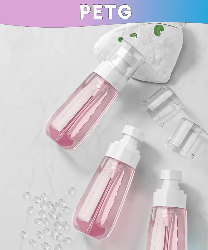 6 Pack Small Spray Bottles - Travel Size 3 Pack 1oz/30ml and 3 Pack 2oz/60ml with 3pcs Funnels, Fine Mist Mini Plastic Refillable Spray Bottles - Pink