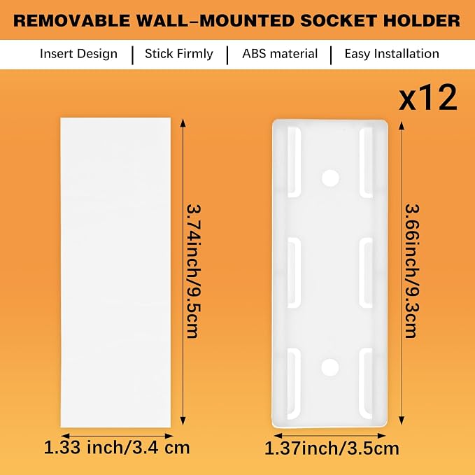 12Pcs Adhesive Punch Free Socket Holder, Desktop Socket Fixer Wall Mounted Power Stirp Holder for Kitchen Home Office Cable Management - Space-Saving and Easy to Install