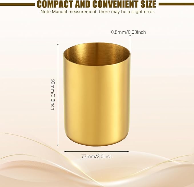 Gold Pen Holder for Desk, 3.9 Inch Stainless Steel Gold Pencil Holder & Pencil Cup, Pen Cup and Makeup Brush Organizer for Office Desk, Vanity, Home Decor