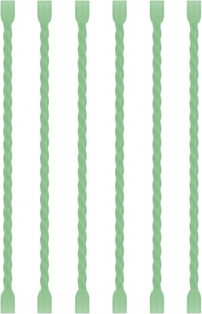 6 PCS 6-Inch Silicone Cable Ties Dia 5mm Reusable Steel-Core Rubber Twist Ties Bendable Cable Ties for Bundling and Holding, All Purpose Cord Tie for Indoor and Outdoor (Green)