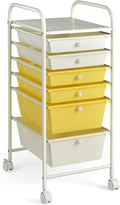 GOFLAME 6-Drawer Rolling Storage Cart, Multifunctional Art Craft Organizer Cart, Mobile Utility Storage Cart with Removable Drawers & Lockable Wheels, Craft Cart for Home Office, School, Yellow