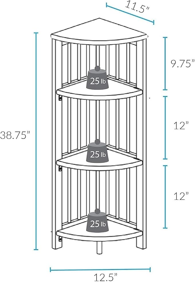 Casual Home 4-Shelves Corner Folding Bookcase, White