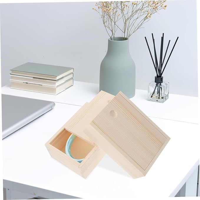 COHEALI 2pcs Quality Pine Storage Box Wooden Type Organizers Decorative Decor Chest