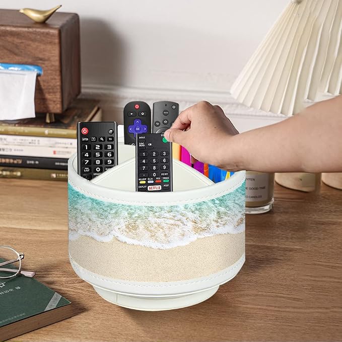 BIBELUN TV Remote Control Holder 360 Swivel Pen Holder Art Supply Organizer | Nightstand Organizer Caddy, Desk Accessories for Media Controllers Office Supplies, Living Room Bedside Table Decorations