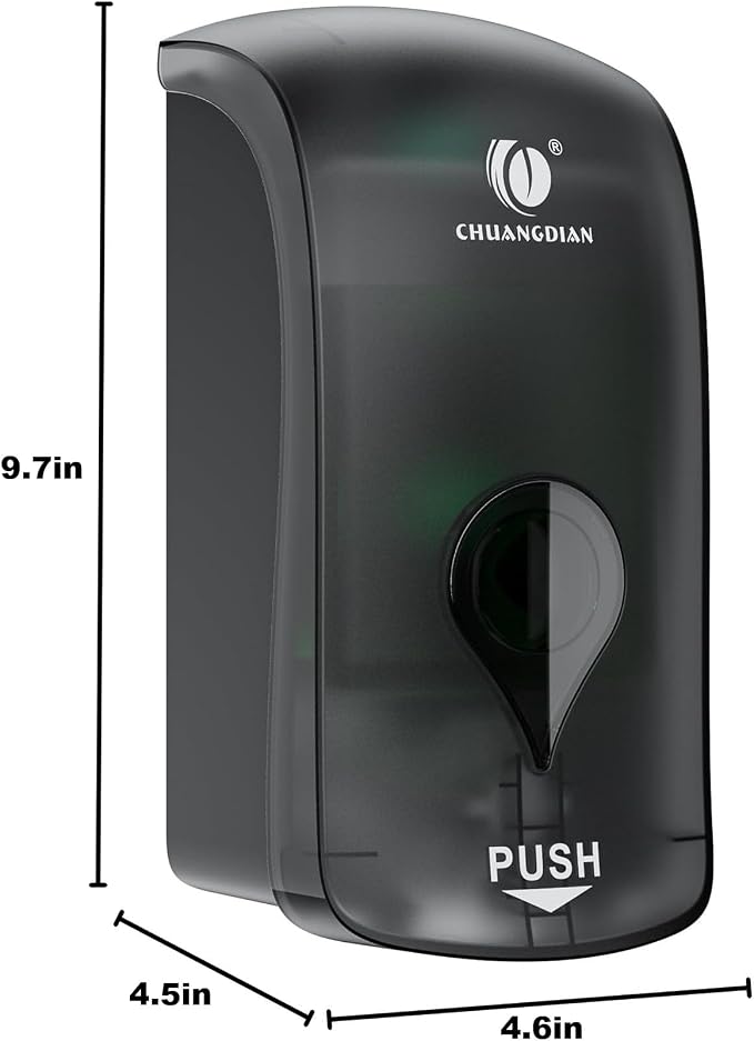 Foaming Hand Soap Dispenser, 35oz (1000ml) Manual Refillable Wall Mount Soap Dispenser, Durable ABS Plastic, for Commercial/Home/Bathroom/Kitchen, Translucent Black, CHUANGDIAN