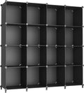 AWTATOS Cube Storage Organizer, 16 Cube Closet Organizer, Black | Stackable Storage Cube Shelves, DIY Portable Closet Clothes Organizer, Plastic Shelving for Bedroom, Wardrobe, Bathroom