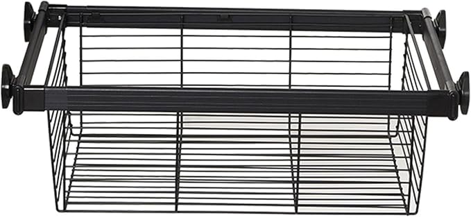 Closet Pull-Out Basket,Stackable Shelf Baskets Organizer,Aluminum Alloy and Stainless Steel Stackable Storage Bins,for Office Bathroom Bedroom(32.04-34.01in)