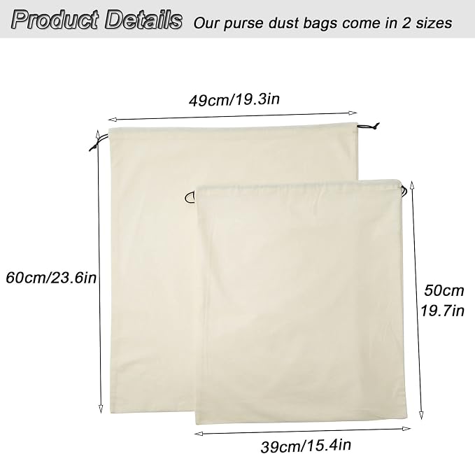 2 Piece Set Dust Cover Bags for Handbags,Purses,Shoes,and Boots | Protection Bag for Purse,Dust Resistant,Machine Washable & Reusable Storage Pouch,Travel Essentials for Women & Men