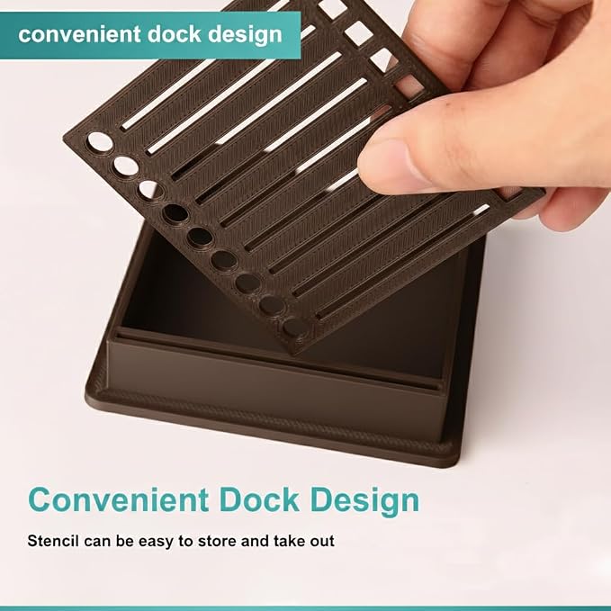Sticky Note Holder for 3x3 Post It Notes with Stencil and Line Box Drawing Template Office Home Memo Pad Organizer Dispenser (Coffee 1 PCS)