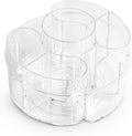 Masirs Small 360 Rotating Makeup Organizer - Mini Yet Spacious Cosmetic Storage Solution with Multiple Compartments - The Perfect Spinning Make-Up Caddy for Vanity or Bathroom Counter (Round - Clear)
