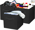 3 Pcs Storage Cubes, 10.5 Inch Collapsible Storage Bins, Fabric Foldable Bins for Organization, Durable Storage Bins for Closet, Shelves, Offices (Black)