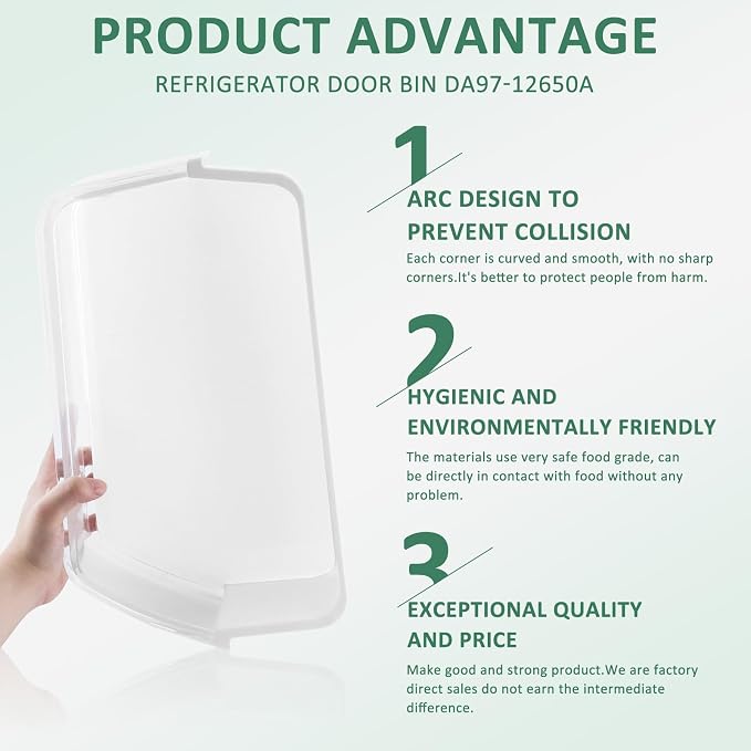 DA97-12650A Sam-sung Refrigerator Door Shelf Bin (Right Side) | Sam-sung Fridge Door Shelves Compatible for Sam-sung Refrigerator RF263beaesr RF260beaesr RF261beaesr Rf260beaeww