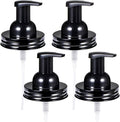 Amolliar Mason Jar Foaming Soap Dispenser Pump Lid, Refillable Plastic Pump, Rustproof Stainless Steel Lid for Regular Mouth Jar, Cute Farmhouse Decor, Hand Soap for Bathroom, Kitchen, Black 4 Pack