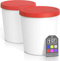 BALCI - Premium Ice Cream Containers (2 Pack - 1 Quart Each) Perfect Freezer Storage Tubs with Lids for Ice Cream, Sorbet and Gelato! - Red