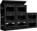 DIMJ Storage Bins with Lids - 8 Pack Large Fabric Closet Organizer with Window & Handles, Collapsible Decorative Storage Boxes for Shelves Under Bed, Books Clothes Blankets Sweaters Organization