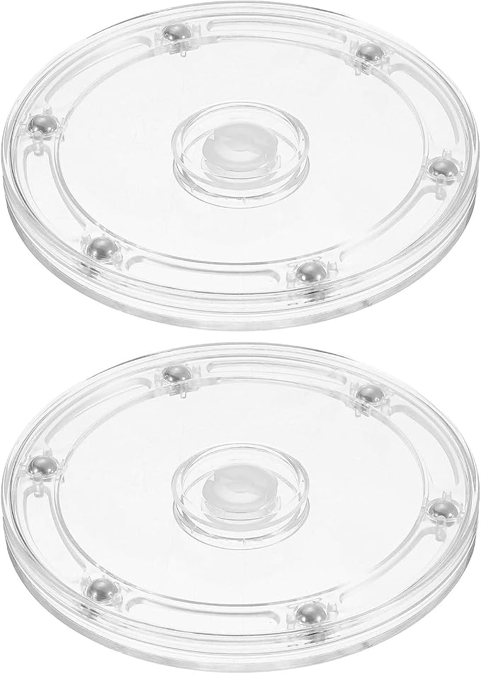 uxcell 2Pcs Acrylic Lazy Susan Turntable, 5 Inch Clear Turntable Organizer Ball Bearing 360 Degree Rotating Tray for Spice Rack Table Cake Kitchen Pantry Decorating Bathrooms