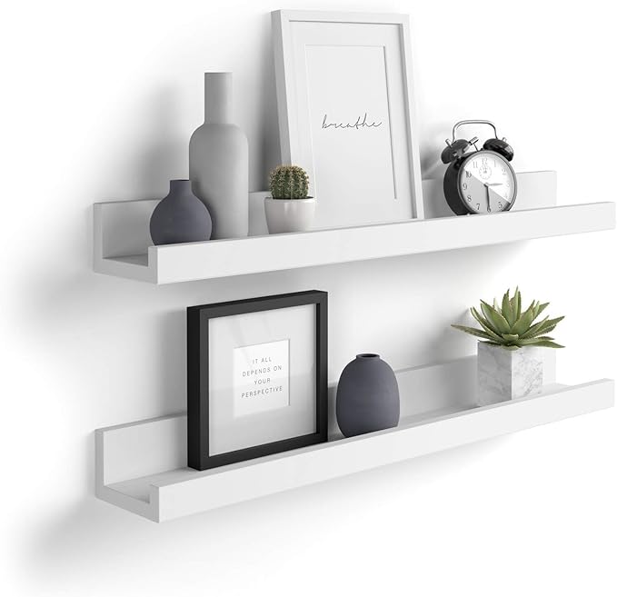 Mobili Fiver, Set of 2 First Picture Shelves, 23.62 in, Matt White, Made in Italy