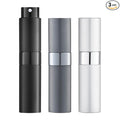 LISAPACK 8ML Atomizer Perfume Spray Bottle for Travel (3 PCS) Empty Cologne Dispenser, Portable Sprayer (Black, Silver, Grey)