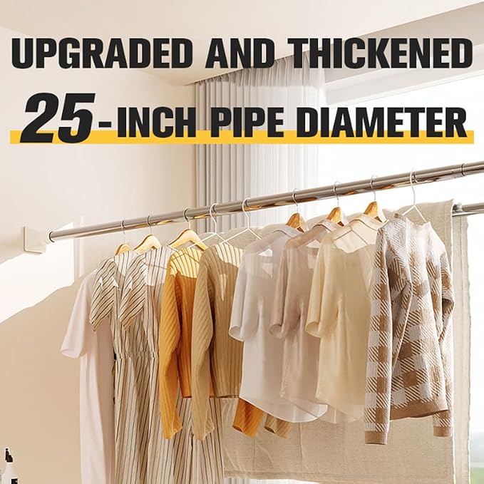 Closet Rod,Heavy-DutyTension Rod,Adjustable Closet Rods for Hanging Clothes,Rust-Resistant Tension Bathroom Rod for Window,Bathroom,Closet,Room Divider Without Drilling (35.43-62.99in)