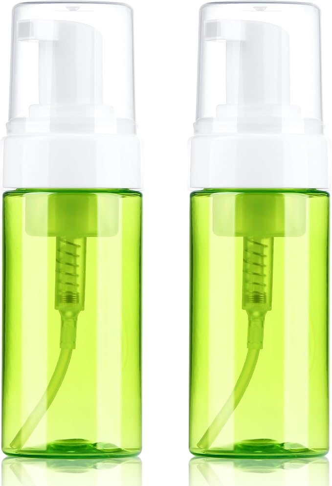 Foam Pump Bottle 4oz 2 Pack Small Plastic Refillable Foaming Bottles | Empty Leak Proof Foaming Soap Dispenser for Shampoo, Hand Soap, Body Wash, Face Wash (120ml)