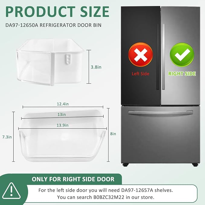 DA97-12650A Refrigerator Door Shelf Bin Compatible Samsung 2Packs-by MIFLUS | RF260,RF261,RF263 Parts,RFG298HDRS Samsung rf260beaesr Door Shelf(Right Side)