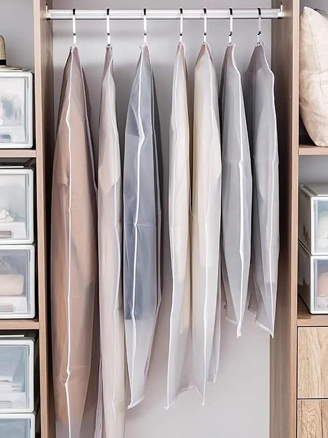 Garment Bags for Hanging Clothes (Set of 12) Travel Garment Bag with Zip Clothes Garmet Bag Shirt Suit Travel Bags for Men Closet Cover for Open Closet Storage (White 24'' x 48'')