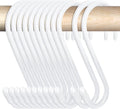 24 Pack 4-1/2 Inch White S Hooks for hanging, Large Vinyl Coated S Hangers Hooks Heavy Duty, Steel Metal Rubber Coated Closet Rod Hooks for Hanging Jeans Clothes Plant Pot Pan Cup Bathrooms Towel Robe