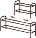 Gonfoam Expandable 2-Tier Shoe Rack for Closet and Entryway, Bronze | Tool-Free Assembly, Metal Material, Adjustable Shoe Organizer, Sturdy, Small Space Solution, Dorms, Garages, Apartments.