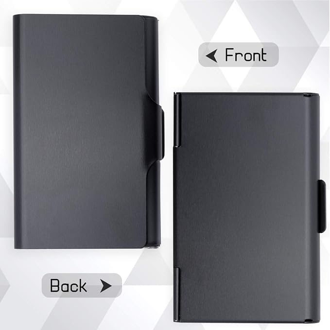 MaxGear Aluminum Business Card Holder Black | Slim Portable Metal Business Card Case Wallet Name Cards Holder, Lightweight Professional Card Holder for 22-30 Cards
