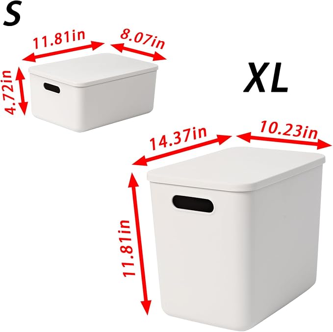 10 pack large plastic White storage bins with Lids, Toy Box Chest with Handle，Organizer Containers Baskets for Baby,Nursery，Shelves，Playroom, Bedroom，Office,Closet，home (Light Green, 5XL+5S)