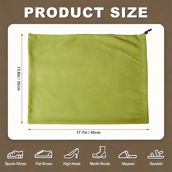 5 Pack Shoe Bags for Travel, Washable Dust Bags for Storage & Packing 17.7" x 13.8" Dustproof Flannel with Drawstring Closure for Boots Handbags Shoes & Toys