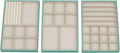Household Essentials 3-Tier Jewelry Tray, Sturdy Chipboard With Polyester Linen Wrap, Polyester Felt Lining, Many Compartments for Easy Jewelry Access, Stackable, Stylish and Functional, Seafoam Green