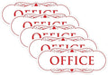 All Quality Designer Office Sign | Easy Installation - White/Red - Large (5 Pack)