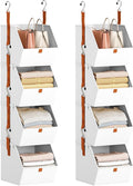 Homsorout Hanging Closet Organizer 4 Tier - Clothes Hanging Shelves, Space-Saving Closet System, Fabric Storage Bins Bedroom Organization, Collapsible Baskets for Home, Dorm, Rv, White, 8 Pack